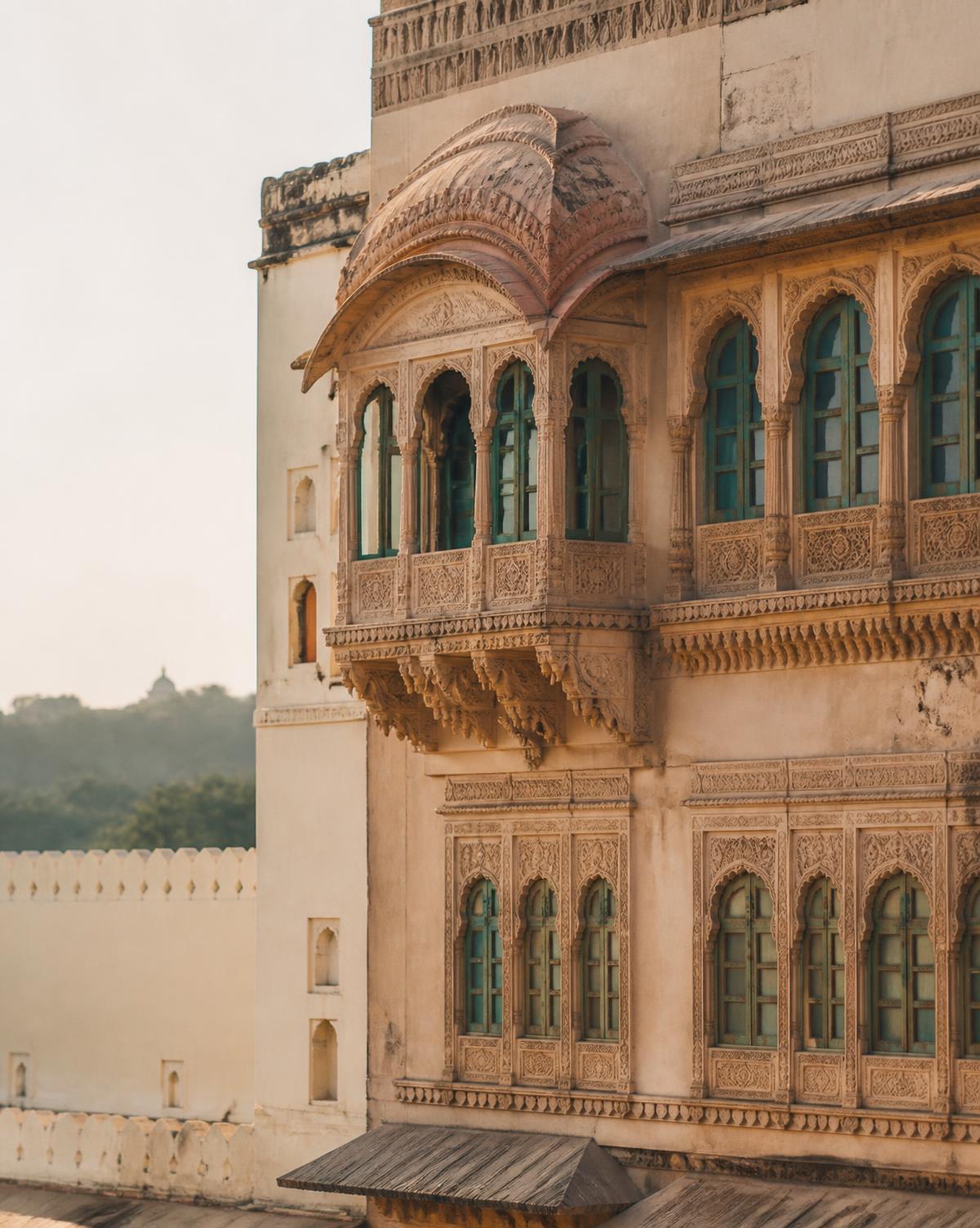 Carved heritage facade in Kota